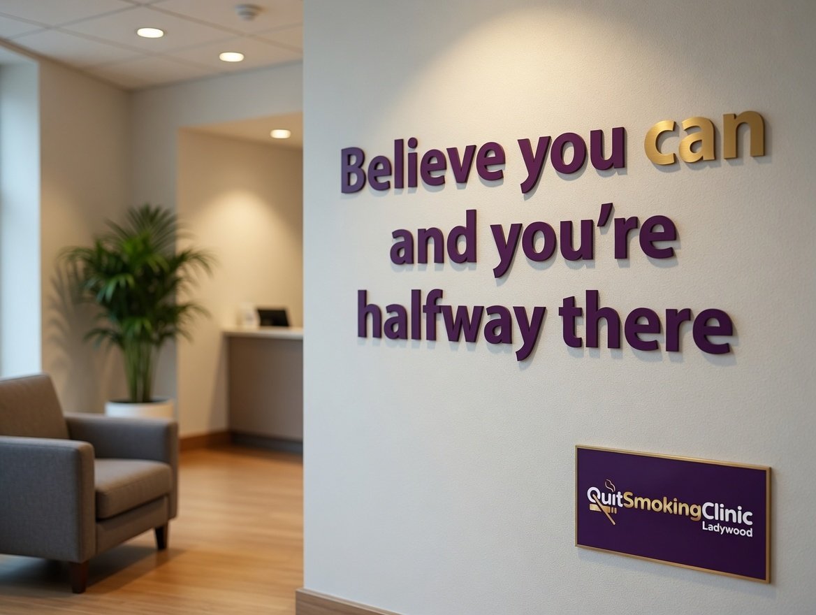 Wall art at our Ladywood clinic: 'Believe you can and you're halfway there'